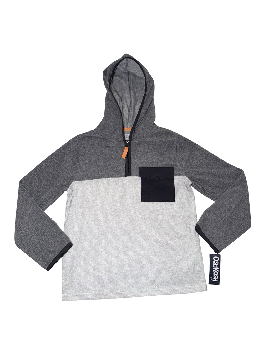 OshKosh B'gosh Two-Tone Hooded Pullover Jacket - Gray & Light Gray